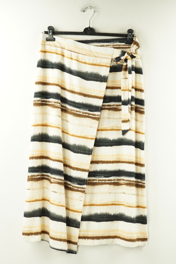 Spódnica beżowo-granatowa w paski z wiązaniem, PRIMARK - PRIMARK zdjęcie 1