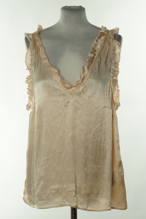 Bluzka beżowa na ramiączkach z falbankami - H&M zdjęcie 1