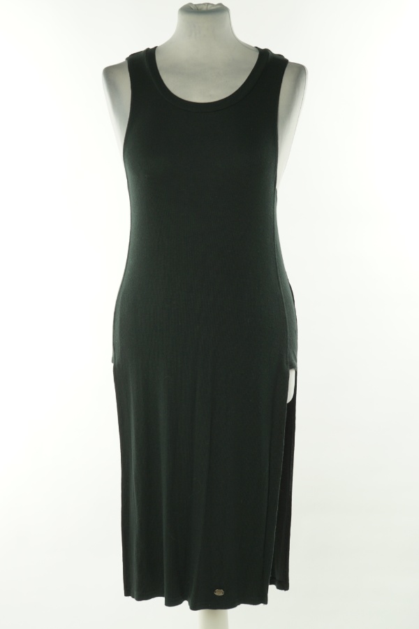 Sukienka czarna prążkowana z rozcięciami - NOISY MAY zdjęcie 1