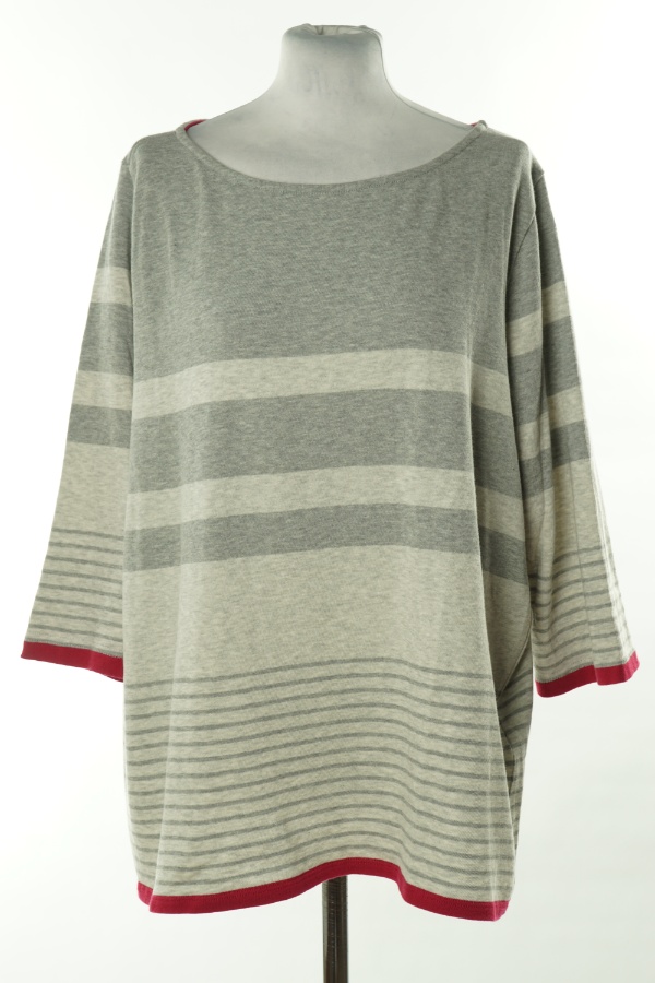 Sweter cienki szary w paski - BONITA zdjęcie 1