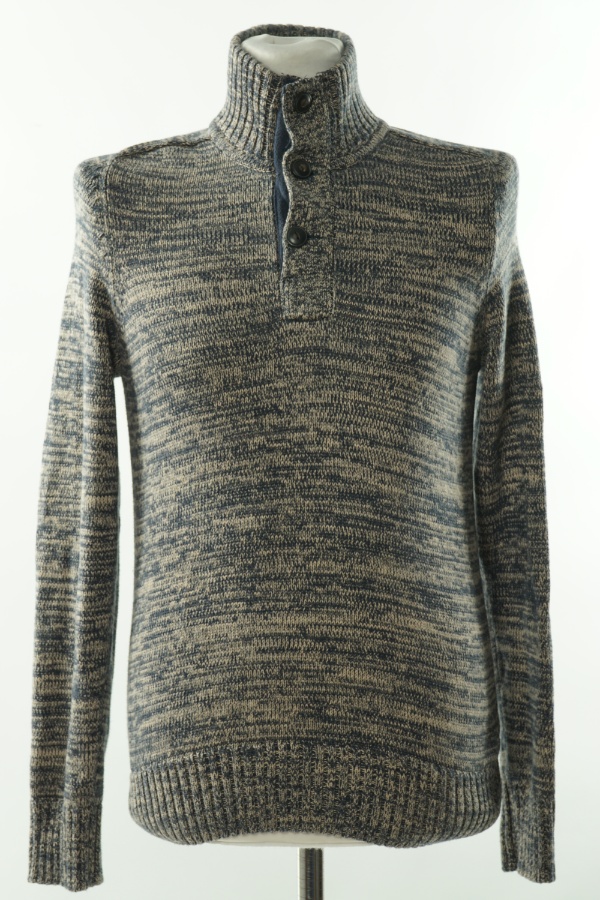 Sweter granatowo-beżowy  - H&M zdjęcie 1