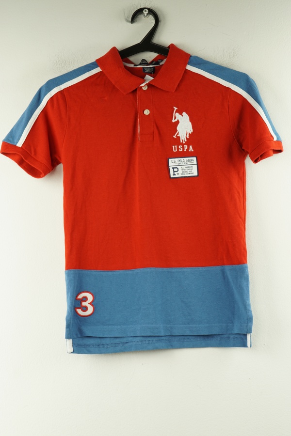 Koszulka polo czerwono-niebieska logo - U.S. POLO ASSN. zdjęcie 1