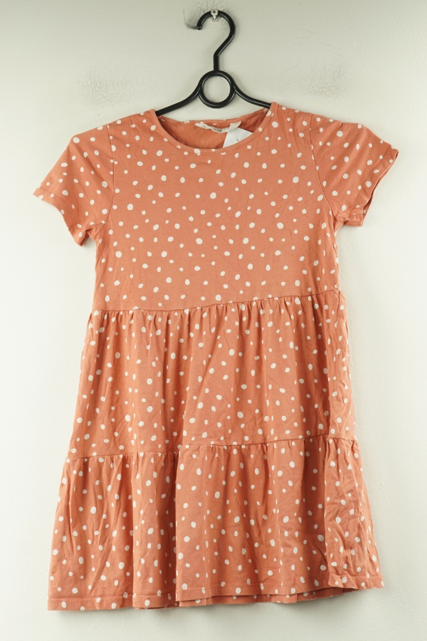 Sukienka brzoskwiniowa w białe grochy, H&M - H&M zdjęcie 1