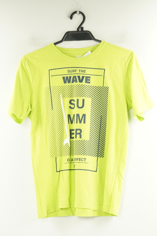 Bluzka zielona z napisem i nadrukiem - YIGGA zdjęcie 1