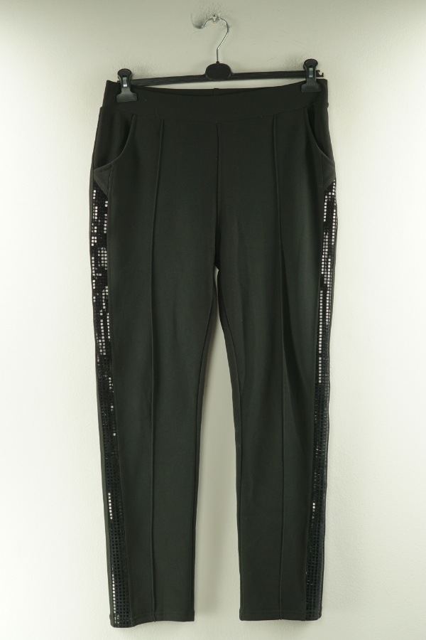 Spodnie czarne z lampasami połyskującymi - BRAK METKI Z NAZWĄ PRODUCENTA zdjęcie 1