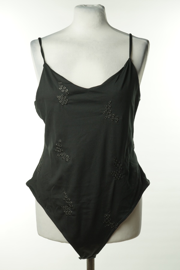 Body czarne z roślinnym wzorem H&M - H&M zdjęcie 1