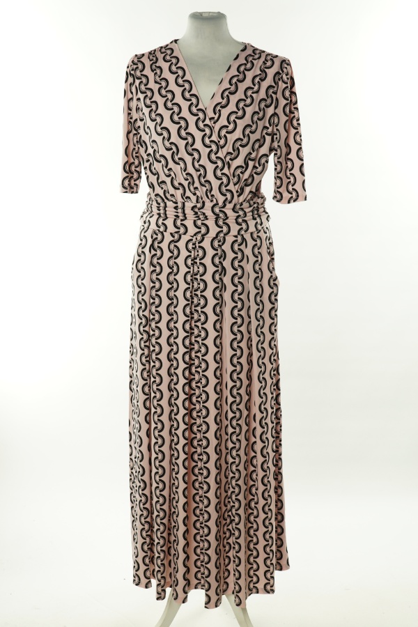 Sukienka kopertowa różowa w czarne wzory - JOLIE MOI zdjęcie 1