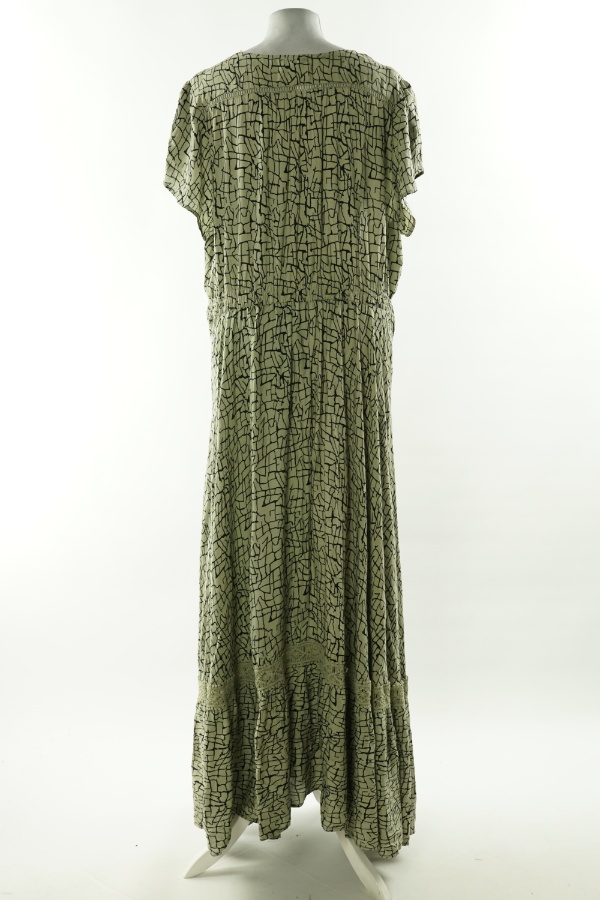 Sukienka zielona w czarne wzory - ROMAN zdjęcie 2