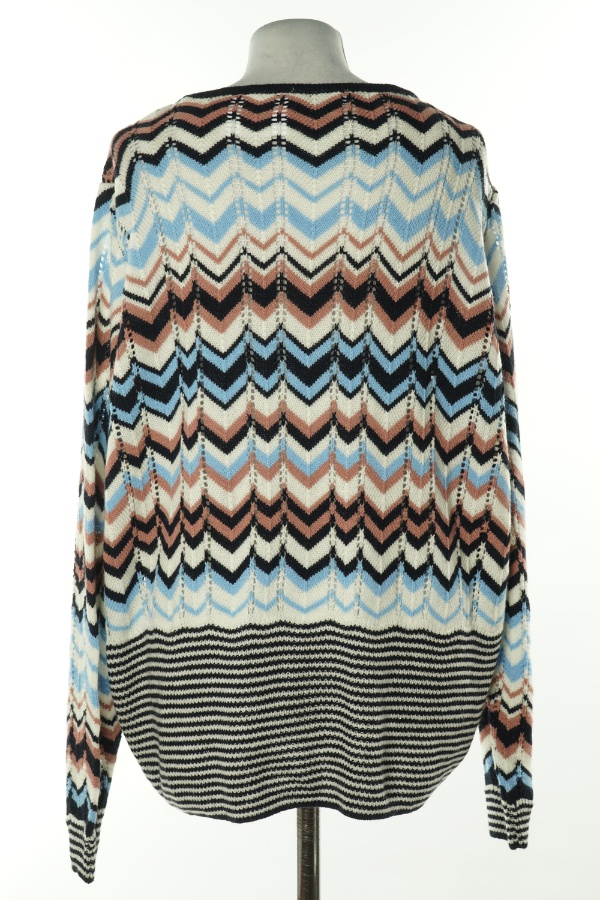 Sweter biało niebieski wzorzysty cienki - GALLERY zdjęcie 2