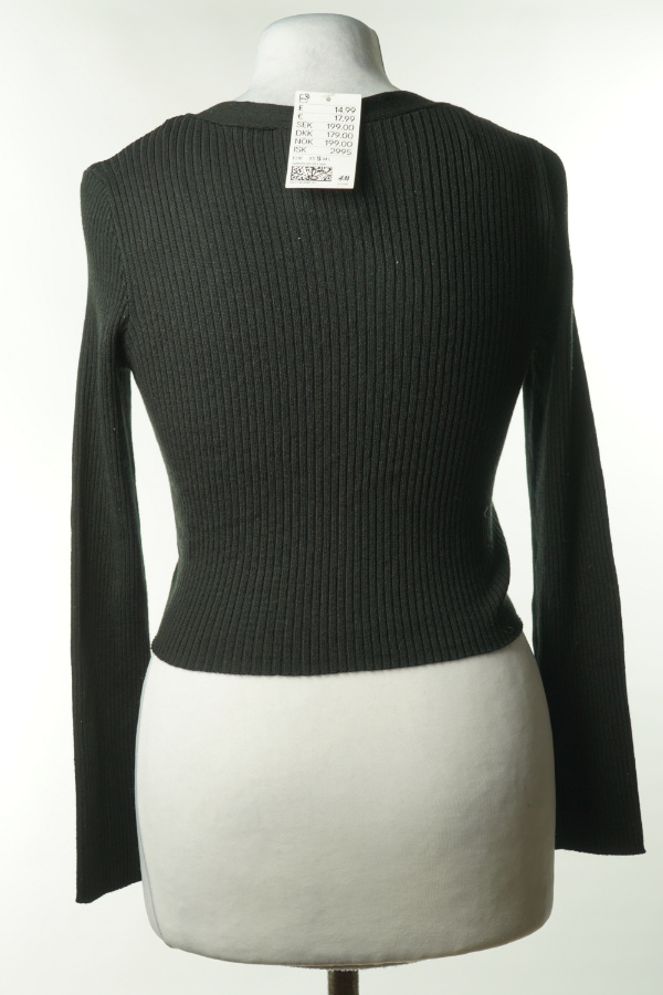 Sweter czarny prążkowany z wiązaniem H&M - H&M zdjęcie 2