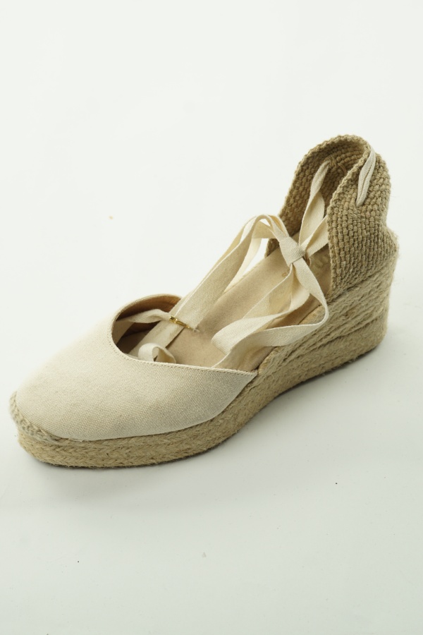 Espadryle na koturnie beżowe z wiązaniem - CAMILA'S zdjęcie 1
