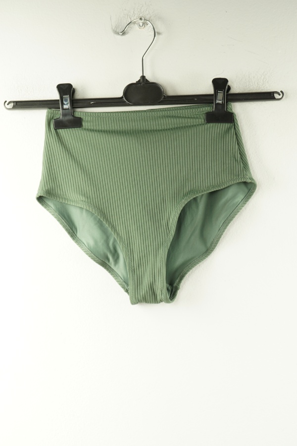 Dół od bikini ciemnozielony prążkowany - H&M zdjęcie 1