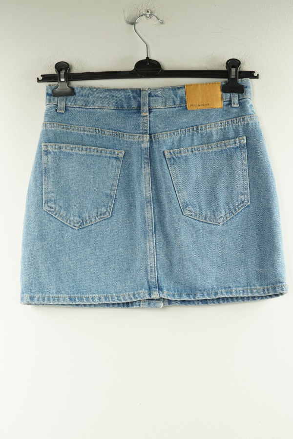 Spódnica niebieskie jeansowe - PULL&BEAR zdjęcie 2