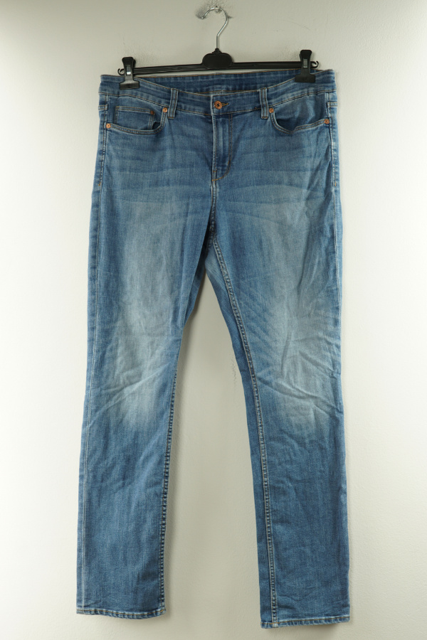 Spodnie niebieskie jeansowe z prostymi nogawkami H&M - H&M zdjęcie 1