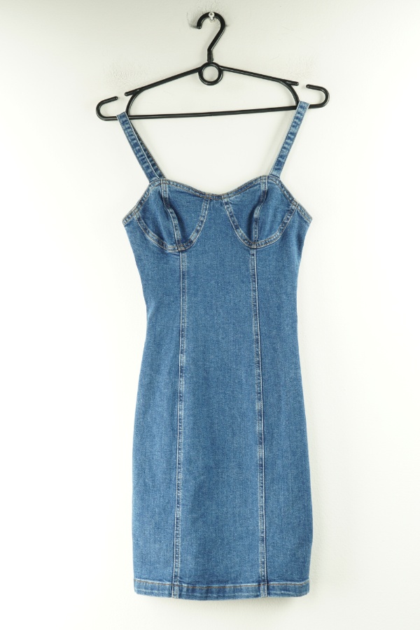 Sukienka niebieska jeansowa na ramiączkach - DENIM CO zdjęcie 1