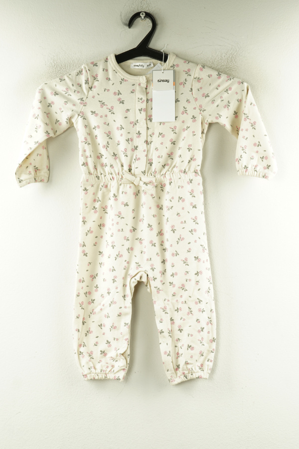 Pajac beżowy w różowe kwiatki - SINSAY zdjęcie 1