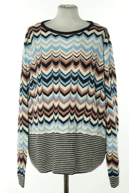 Sweter biało niebieski wzorzysty cienki