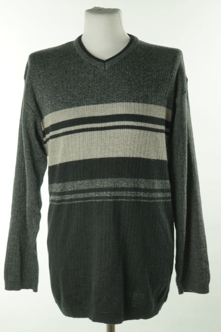 Sweter szaro - grafitowy w paski