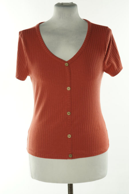 Koszulka łososiowa prążkowana z guzikami