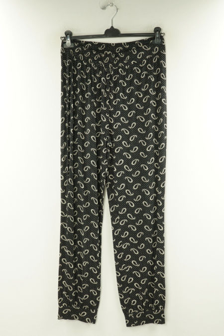 Spodnie piżamowe czarne w kremowe kropki i wzory