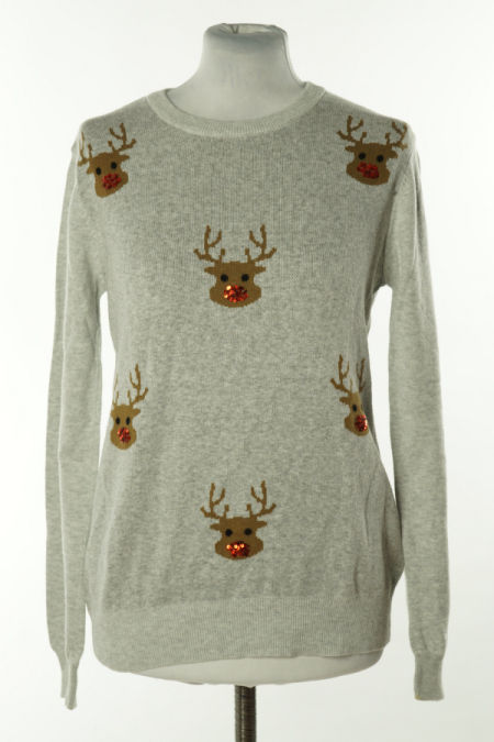 Sweter szary w renifery