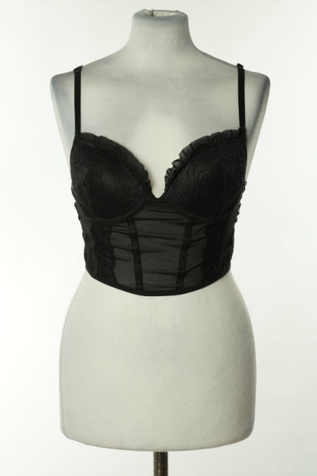 Biustonosz czarny z siateczką i koronką