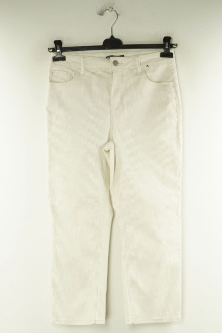 Spodnie beżowe jeansowe w białe paski