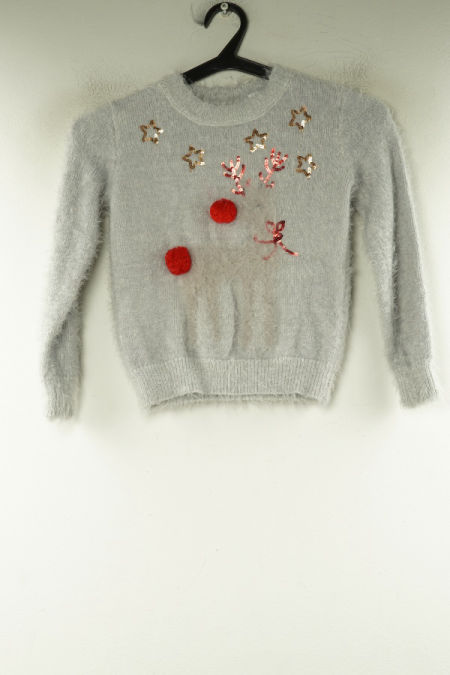 Sweter szary ze świątecznym motywem