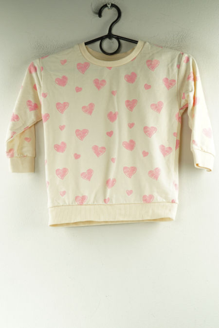 Bluza beżowa w różowe serca