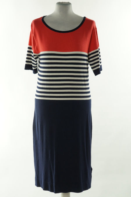 Sukienka dzianinowa granatowo-różowa