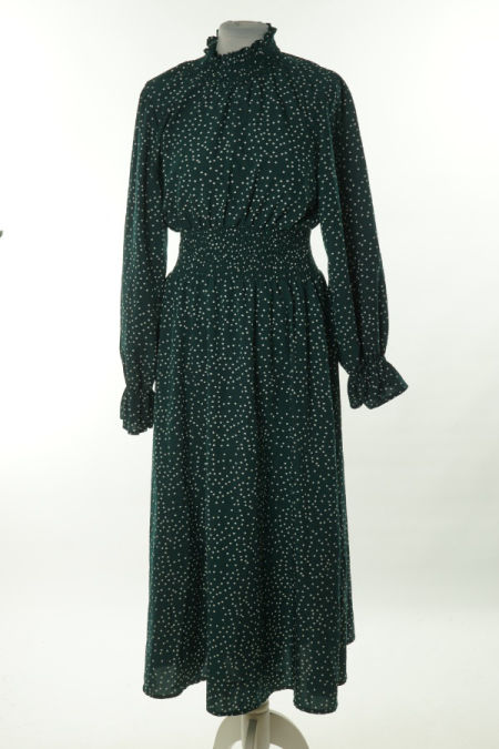 Sukienka zielona w białe kropki