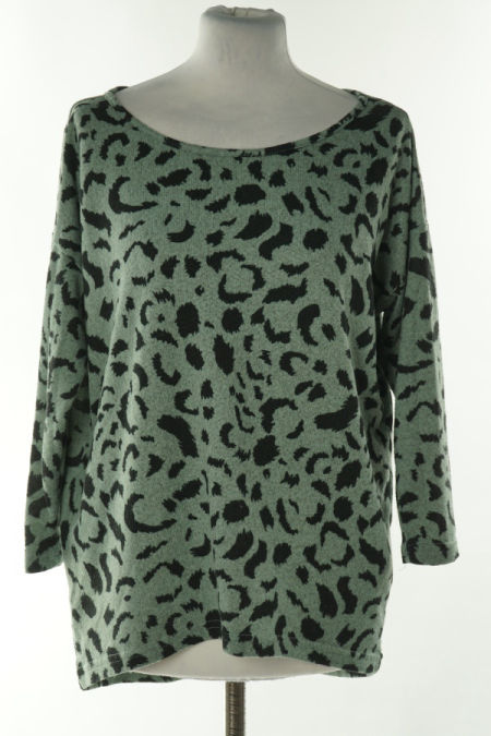 Sweter miętowy w czarne ciapki