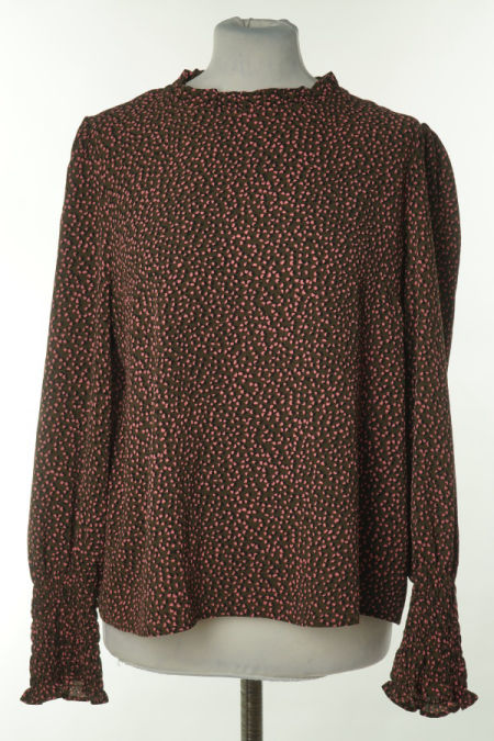 Bluzka brązowa w różowe ciapki
