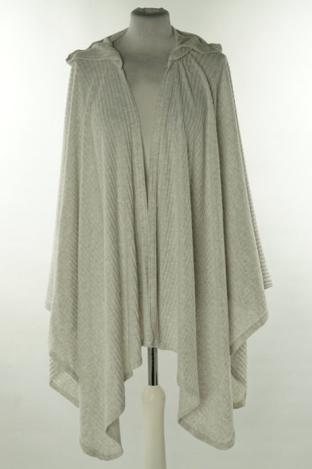 Narzutka jasnoszara prążkowana z kapturem