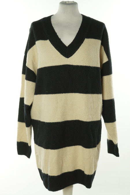 Sweter beżowo-czarny w paski