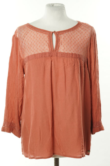 Bluzka różowo brązowa z koronką