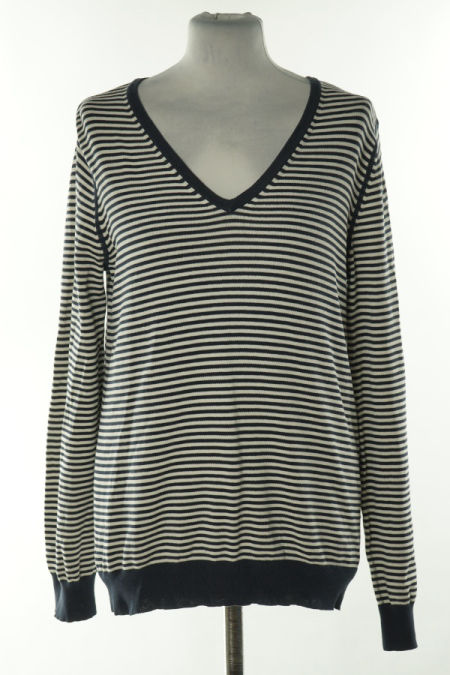 Sweter biało-granatowy w paski