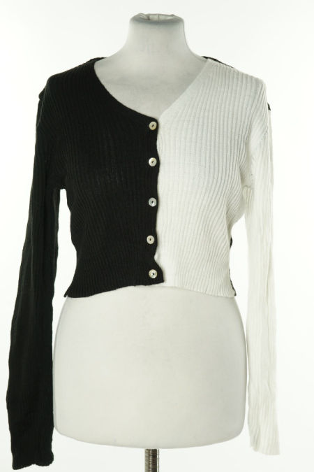 Kardigan biało-czarny prążkowany