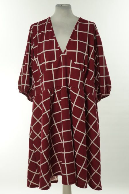 Sukienka bordowa w białą kratkę