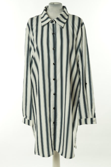 Sukienka koszulowa biała w czarne paski