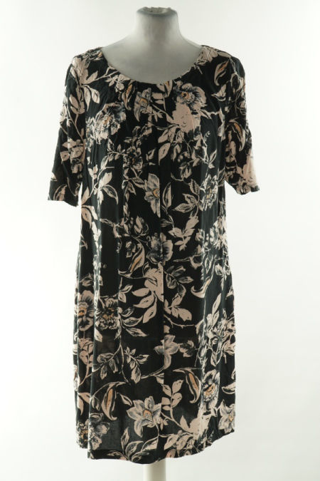 Sukienka czarna w beżowe kwiatki