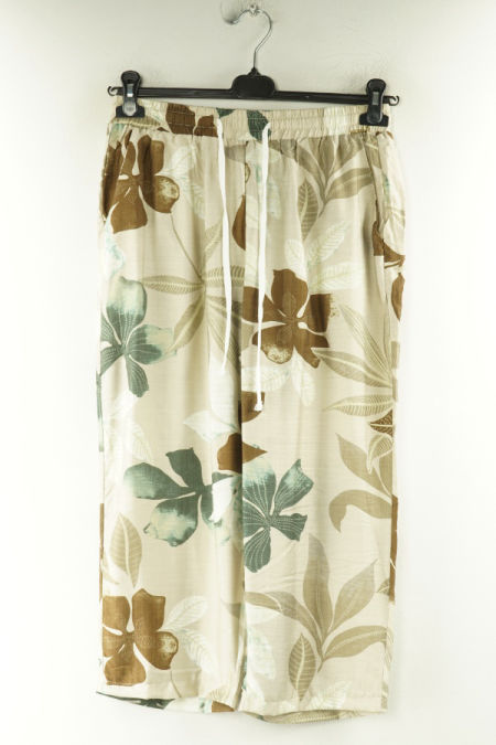 Spodnie materiałowe beżowe w kwiaty