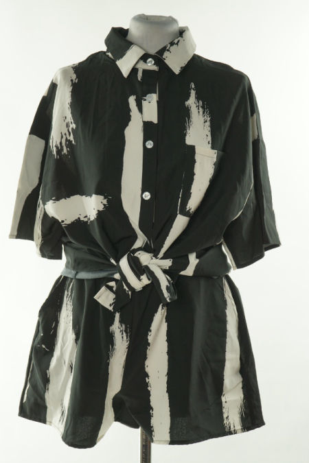 Koszula+krókie spodenki czarno-kremowe wzorzyste