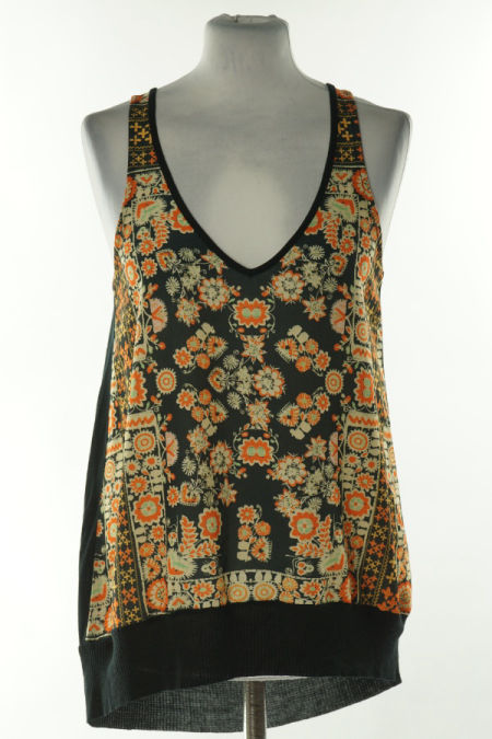 Bluzka czarna w pomarańczowe wzory