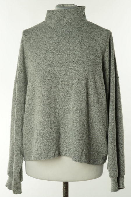 Sweter szary melanż z wyższym kołnierzem