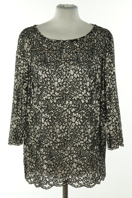 Bluzka koronkowa czarno-biała