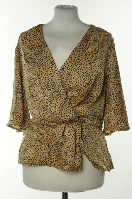 Bluzka beżowa w czarne ciapki