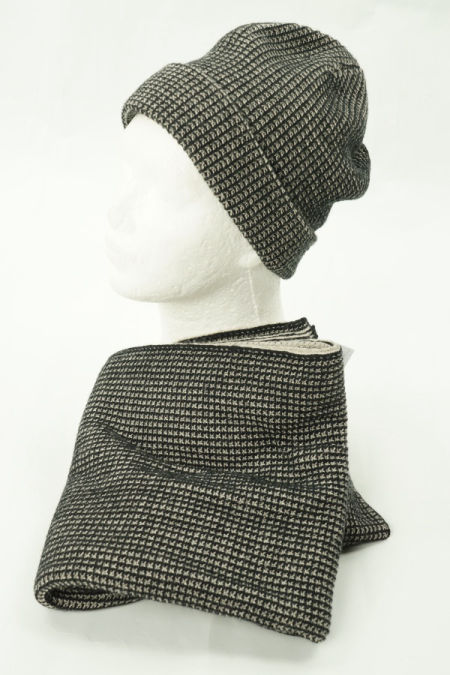 Czapka+szalik czarno-szary(50%WEŁNA)