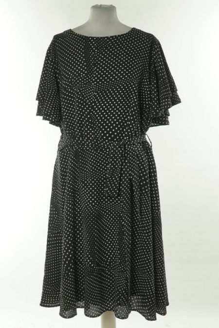 Sukienka z paskiem czarna w białe kropki
