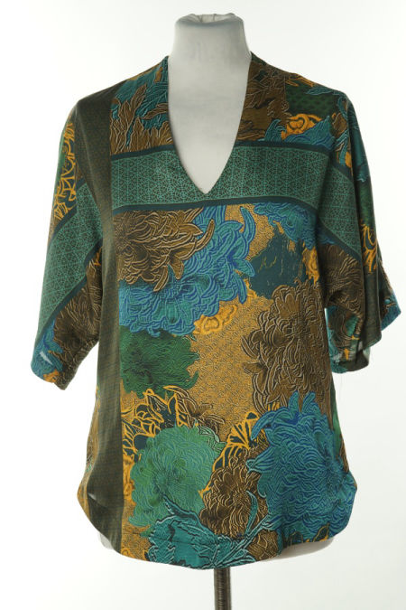 Bluzka niebiesko-zielona wzorzysta